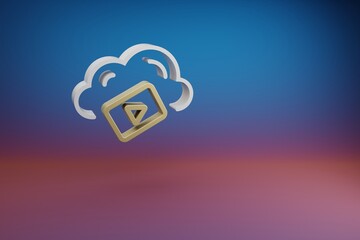 Poster - Beautiful Cloud Video Server symbol icon on a bright colored background. 3d rendering illustration. Background pattern for design. Web Hosting..