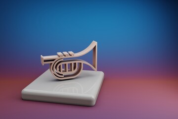 Poster - Wonderful  Inclined Saxofon. Beautiful music symbol icons on a ceramic stand and bright colored background. 3d rendering illustration. Background pattern for design.