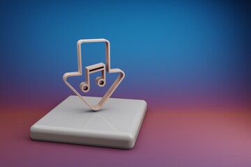 Poster - Wonderful  Download Music. Beautiful music symbol icons on a ceramic stand and bright colored background. 3d rendering illustration. Background pattern for design.
