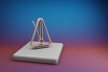 Poster - Wonderful  Big Metronome. Beautiful music symbol icons on a ceramic stand and bright colored background. 3d rendering illustration. Background pattern for design.