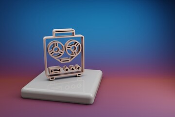 Poster - Wonderful  Old Audio Recorder. Beautiful music symbol icons on a ceramic stand and bright colored background. 3d rendering illustration. Background pattern for design.