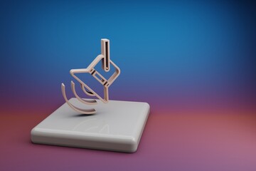 Aufkleber - Wonderful  Concert Sportlight. Beautiful music symbol icons on a ceramic stand and bright colored background. 3d rendering illustration. Background pattern for design.