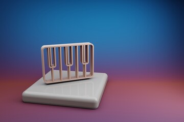 Poster - Wonderful  Piano Keys. Beautiful music symbol icons on a ceramic stand and bright colored background. 3d rendering illustration. Background pattern for design.
