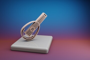 Fototapete - wonderful inclined mandolin. beautiful music symbol icons on a ceramic stand and bright colored back