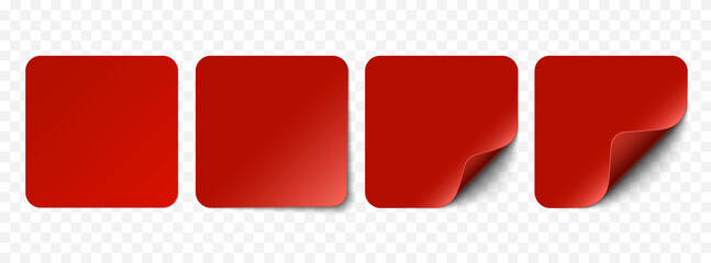 Poster - Vector red realistic paper stickers, sell tags isolated on transparent background