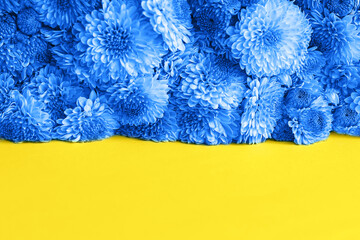 blue and yellow floral background, ukraine flag concept. concept banner with place for text and copy