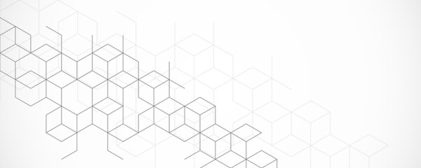 Poster - abstract geometric background with isometric vector blocks, polygon shape pattern