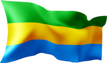 Waving Flag Of The Gabona. Illustration Of Wavy Gabona Flag. Flag On Transparent Background - Vector Illustration.