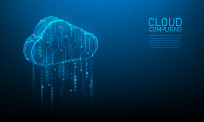 Wall Mural - Cloud computing technology background. business internet online low poly. download and upload data information storage. vector illustration fantastic digial design.