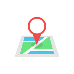 Wall Mural - Location map with red pin pointer, direction, label, marker, sign, travel. Vector.