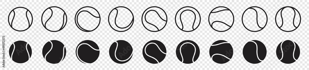 Tennis ball icon set isolated on transparent background. Tennis ball ...