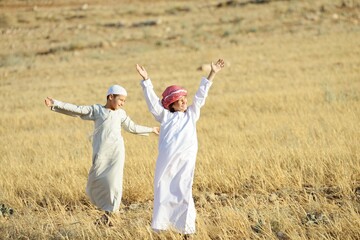 Wall Mural - Arabic people enjoying in nature , high quality photo