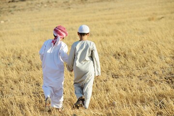 Wall Mural - Arabic people enjoying in nature , high quality photo