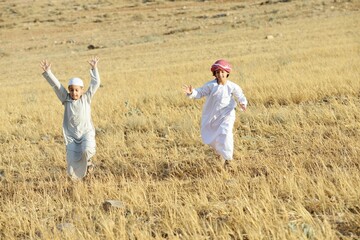 Wall Mural - Arabic people enjoying in nature , high quality photo