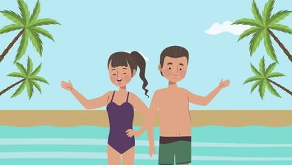 Wall Mural - young couple on the beach