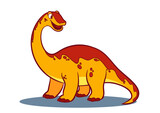 Fototapeta Dinusie - brontosaurus dinosaur cartoon isolated 