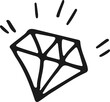 Hand-drawn diamond, decorative isolated illustration
