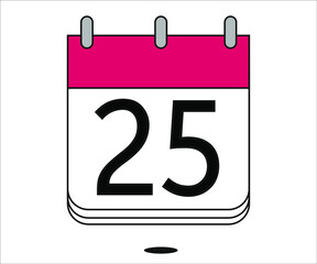 day 25 red calendar icon with white background