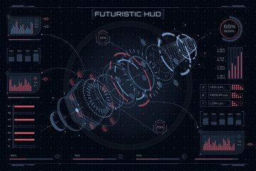 Poster - futuristic hud style isometric element. game user interface. set of futuristic high-tech element. sc