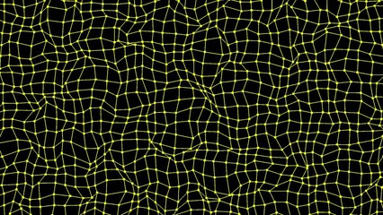 Poster - Abstract tech background of animated colorful lines and dots. seamless wavy geometric background. Animation. Plexus grid on a black backdrop.