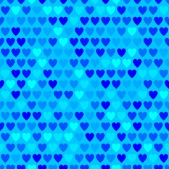 Wall Mural - Tech background. Filled pattern of hearts. Cyan colored seamless background