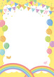 © matsukiyo - 風船と虹のパーティー背景フレーム　イエロー