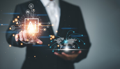 Aufkleber - Digital transformation technology strategy, IoT, internet of things. transformation of ideas and the adoption of technology in business in the digital age, enhancing global business capabilities. Ai
