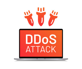 Aufkleber - DDos attack on computer laptop vector illustration.