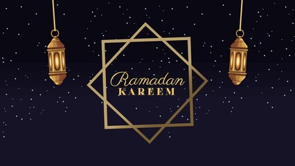 Wall Mural - ramadan kareem lettering in star with lanterns