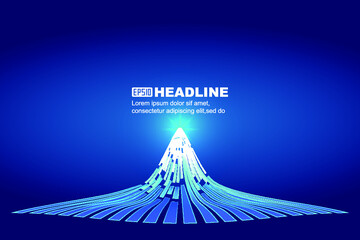 Fototapete - The blue stripes extend and converge in the shape of snow and ice peaks