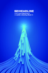 Fototapete - The blue stripes extend and converge in the shape of snow and ice peaks