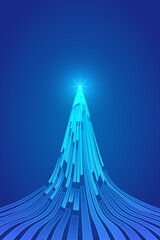 Fototapete - The blue stripes extend and converge in the shape of snow and ice peaks