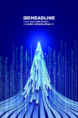 Fototapete - Blue rising ray with extended convergence stripe Internet technology background