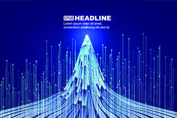 Fototapete - Blue rising ray with extended convergence stripe Internet technology background