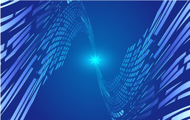 Fototapete - Extending into the distance converging blue polygons and lines