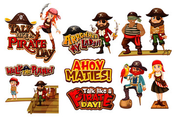 Poster - Set of pirate cartoon characters