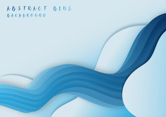 Poster - abstract blending shape of blue wavy style template. overlapping with dimension shadow background. i