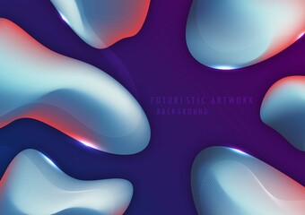Poster - Abstract futuristic shape design artwork decorative with trendy design. Overlapping with mesh lines stripe background. Illustration vector