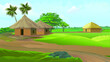 Indian agricultural land village house with old Indian style hut made by organic materials 