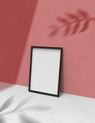 Poster - frame background using 3D rendering and geometry. Framed background mock-up for poster design or exhibition of artwork. 3d rendering illustration.
