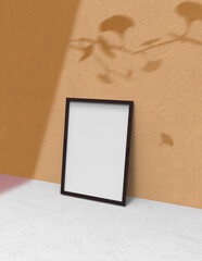 Poster - frame background using 3D rendering and geometry. Framed background mock-up for poster design or exhibition of artwork. 3d rendering illustration.
