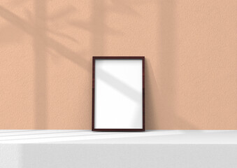 Poster - frame background using 3D rendering and geometry. Framed background mock-up for poster design or exhibition of artwork. 3d rendering illustration.
