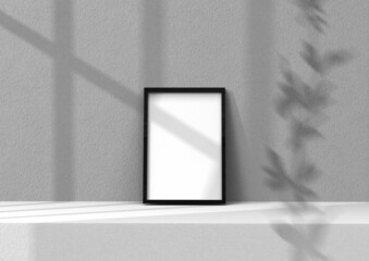 Poster - frame background using 3D rendering and geometry. Framed background mock-up for poster design or exhibition of artwork. 3d rendering illustration.
