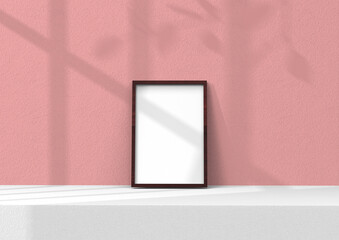 Poster - frame background using 3D rendering and geometry. Framed background mock-up for poster design or exhibition of artwork. 3d rendering illustration.
