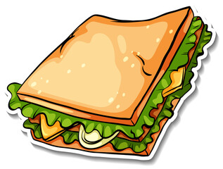 Wall Mural - Sandwich with cheese and vegetable in cartoon style