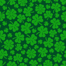 Shamrock Green Pattern, St. Patrick's Day Background. Shamrock And Lucky Clover Seamless Pattern, Vector Illustration