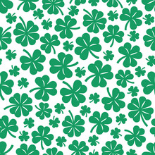 Shamrock Pattern, St. Patrick's Day Background. Shamrock And Lucky Clover Seamless Pattern, Vector Illustration