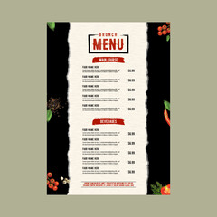 Vintage One Page Restaurant Food Menu Template