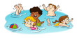 © cirodelia - Illustration friends children playing in the water