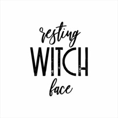 Resting Witch Face of black ink on a white background.